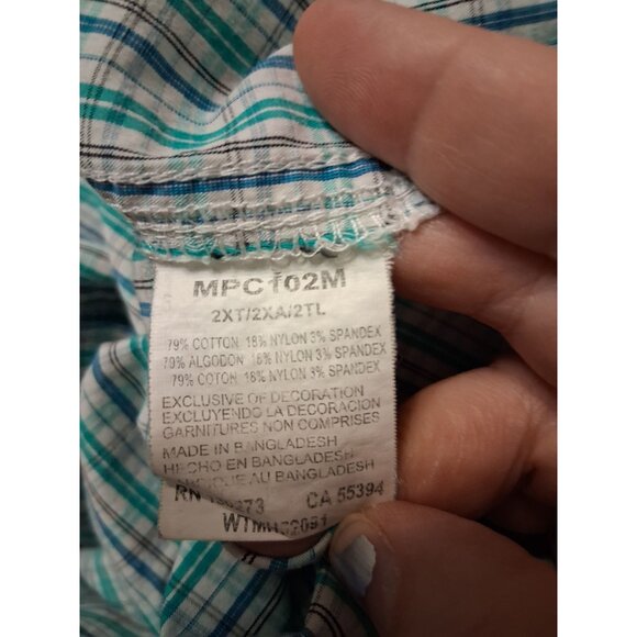 Wrangler 20X Competition Button Down Shirt Performance Rustic Western Men Sz 2XT - Picture 8 of 8